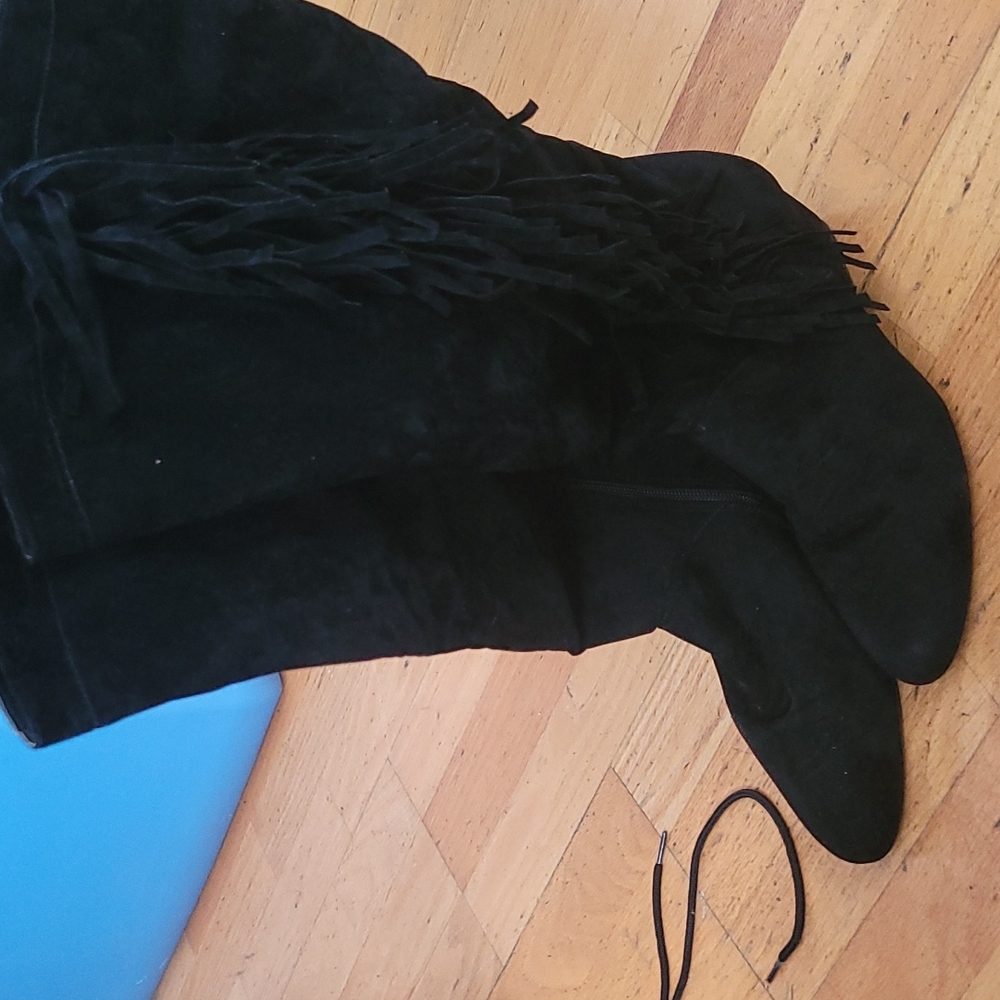 Black Fringe Boots